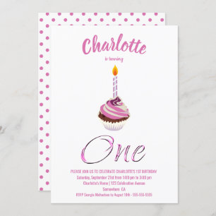 1st Birthday Pink Cupcake Party Invitation