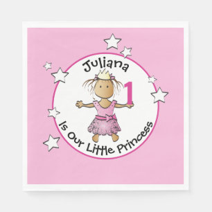1st Birthday Pink Ethnic Princess Cartoon Party Napkins