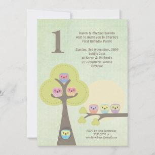 1st Birthday Pink Party Night Owls Cute Invitation