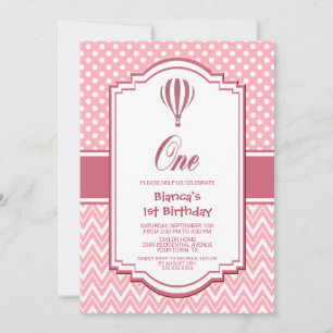 1st Birthday Pink Polka Dot Party Invitation