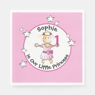 1st Birthday Pink Princess Cartoon Personalized Napkins
