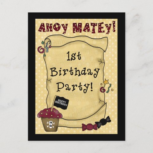 1st Birthday Pirate Invitations