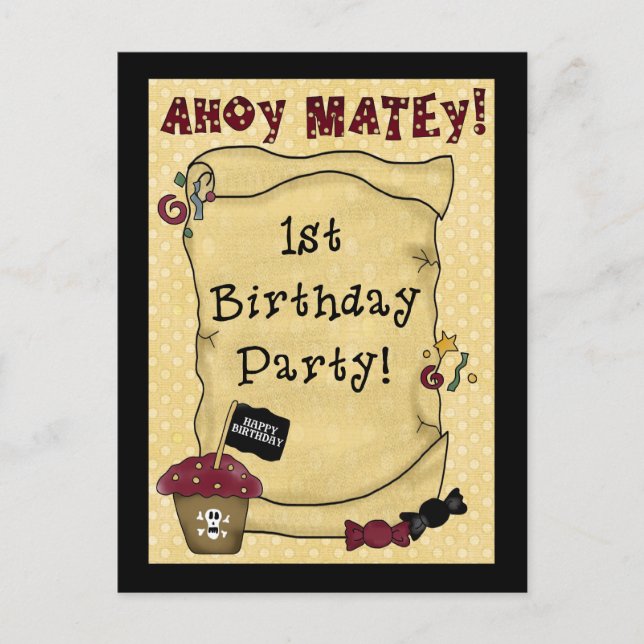 1st Birthday Pirate Invitations (Front)