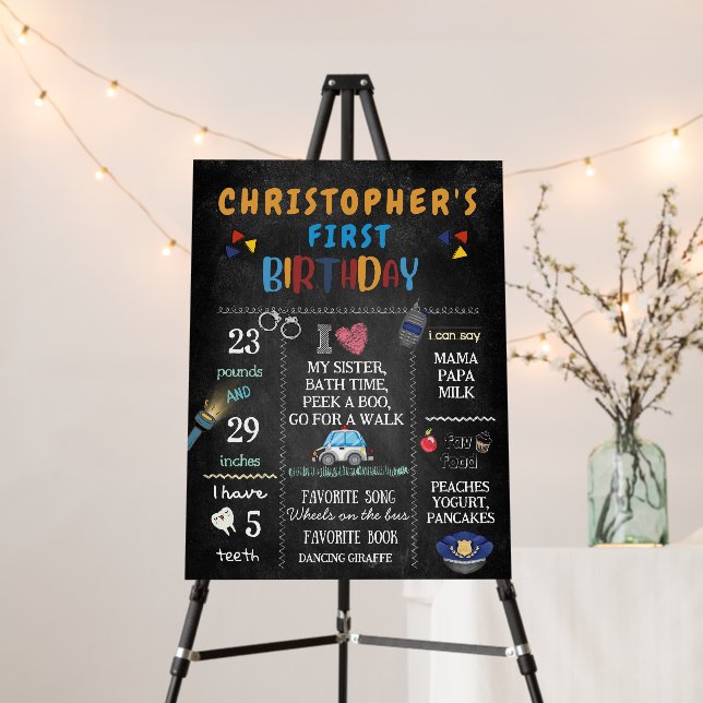 1st Birthday Police Officer Party Foam Board (In Situ (Stand))