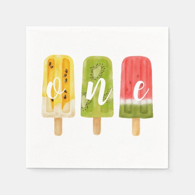 1st Birthday popsicle ice cream birthday party Napkins (Front)