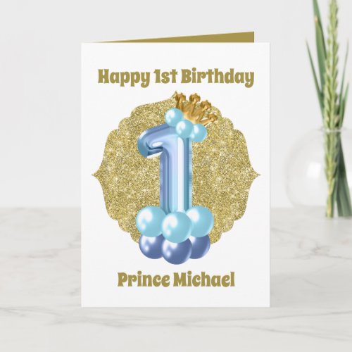 1st Birthday Prince add name sentiment  Card