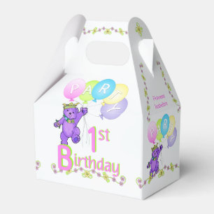 1st Birthday Princess Bear Custom Favor Boxes