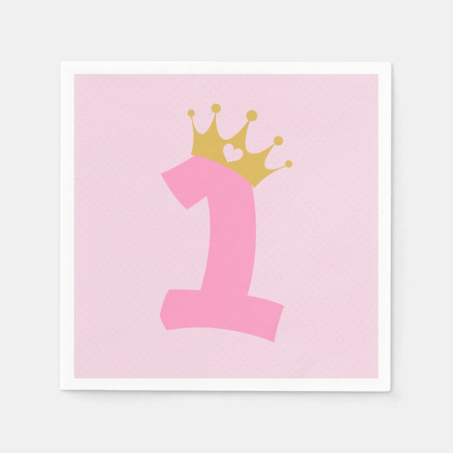 1st Birthday Princess Crown  Napkins (Front)