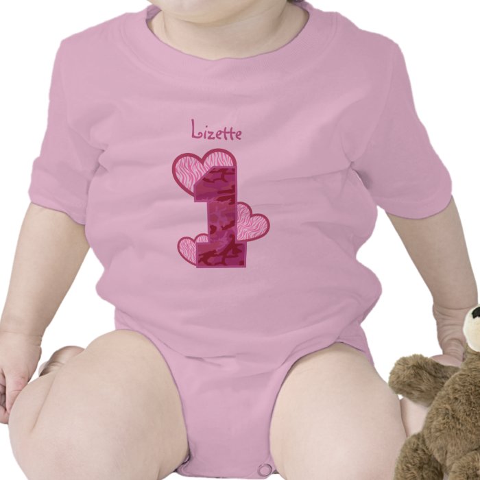 1st Birthday Princess Pink Camo and  Zebra Hearts T shirts