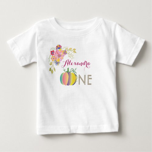 1st Birthday Pumpkin Pink Baby T_Shirt