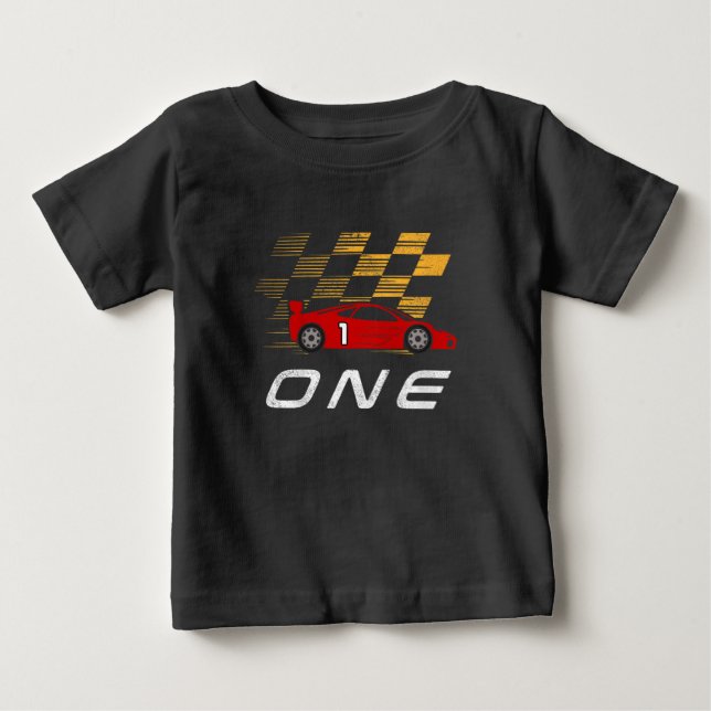 1st Birthday Race Car Funny One Year Old Boy  Baby T-Shirt (Front)