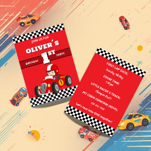 1st Birthday Race Car Invitation Editable