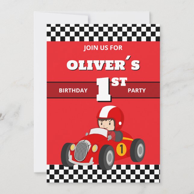1st Birthday Race Car Invitation Editable (Front)