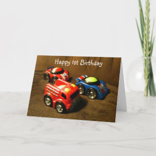 ***1st BIRTHDAY*** RACING CAR GREETING Card