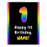 [ Thumbnail: 1st Birthday: Rainbow Spectrum # 1, Custom Name Card ]