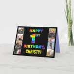 [ Thumbnail: 1st Birthday: Rainbow Text, Custom Photos & Name Card ]