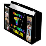 [ Thumbnail: 1st Birthday: Rainbow Text, Custom Photos & Name Gift Bag ]