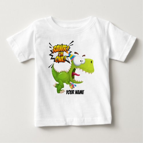 1st Birthday Rawr Dinosaur Baby T_Shirt