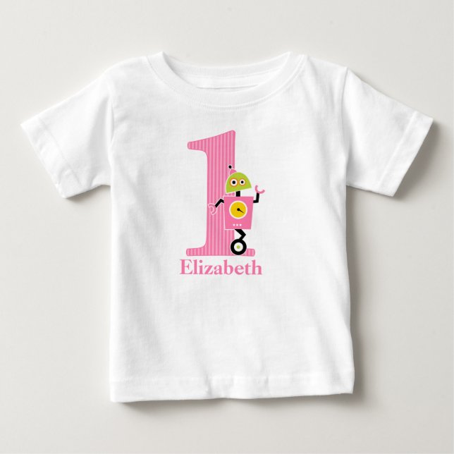 1st Birthday Robot T shirt (Front)