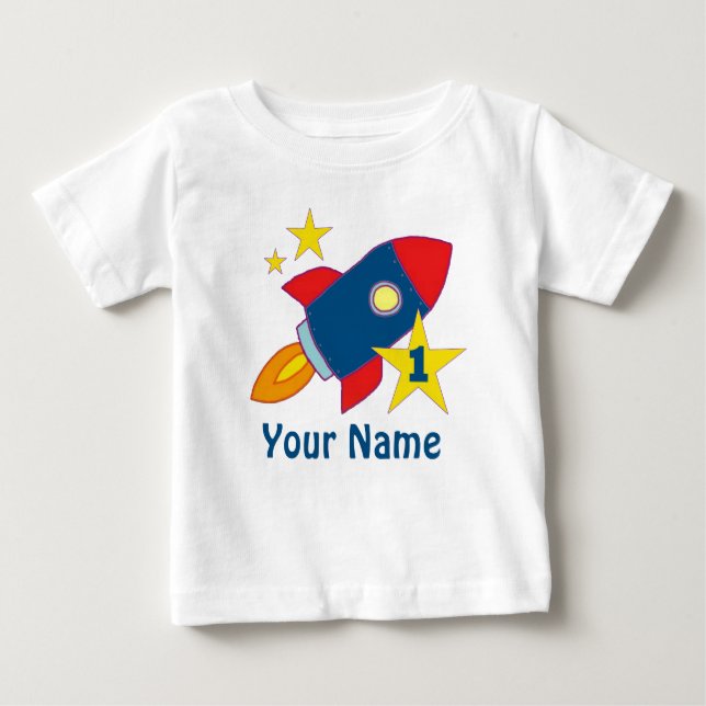 1st Birthday Rocket Personalized Birthday T-shirt (Front)