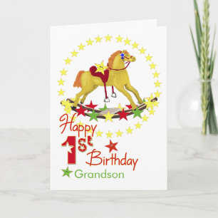 1st Birthday Rocking Horse Stars Card