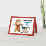 1st Birthday Rodeo Cowboy Wild West Fun Cartoon   Card<br><div class="desc">Rodeo or Wild West theme for his first birthday?  This adorable card will make everyone smile :)</div>