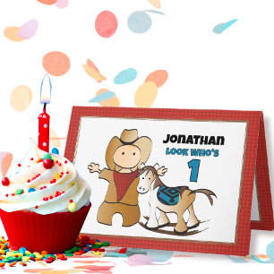 1st Birthday Rodeo Cowboy Wild West Fun Cartoon   Card