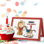 1st Birthday Rodeo Cowgirl Western Rocking Horse Card<br><div class="desc">Rodeo or Western theme for her first birthday?  This adorable card will make everyone smile :)</div>