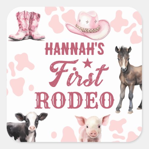 1st Birthday Rodeo Pink Sticker