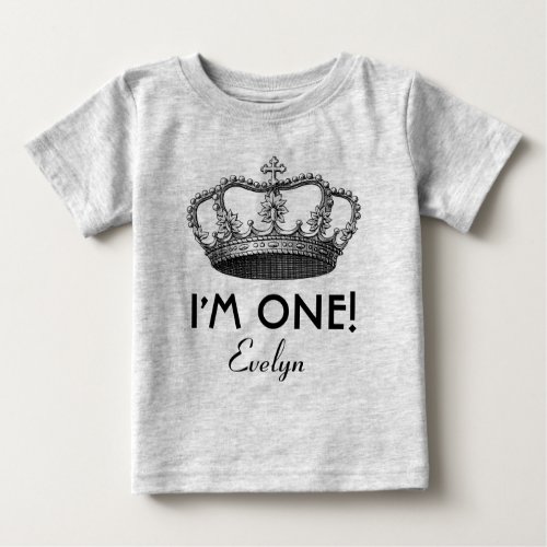 1st Birthday Royal Prince Crown One Year Old Baby T_Shirt