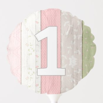 1st Birthday Rustic Sage Green & Pink Floral Wood Balloon by CyanSkyCelebrations at Zazzle