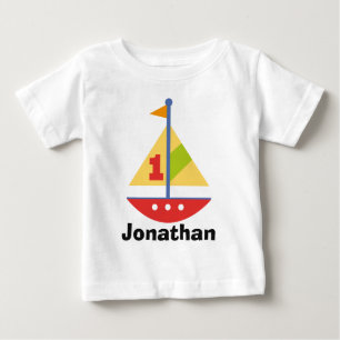 1st Birthday Sailboat Personalized Raglan T-shirt