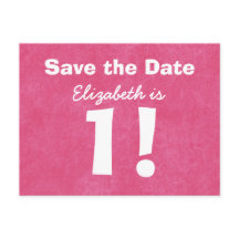 1st Birthday Save the Date Pink White for GIRL B4E