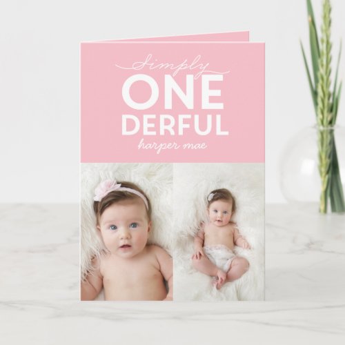 1st birthday simple onederful colorful typography card