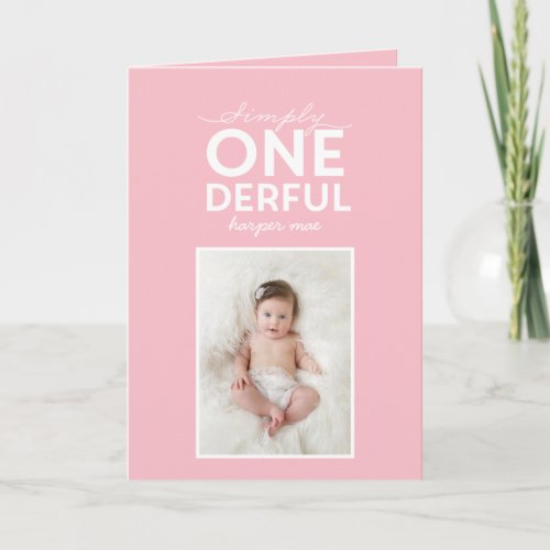 1st birthday simple onederful colorful typography card