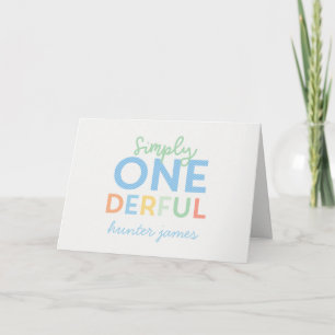 1st birthday simple onederful colorful typography card
