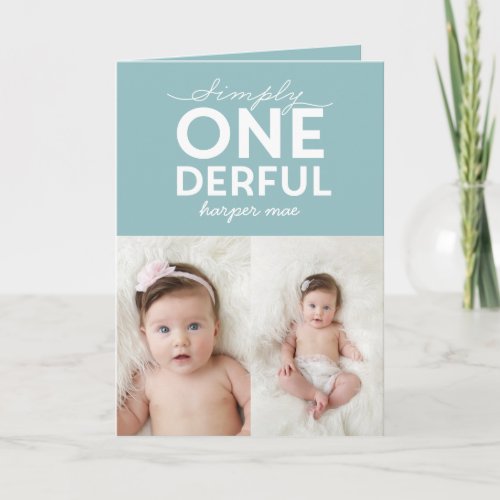 1st birthday simple onederful colorful typography card