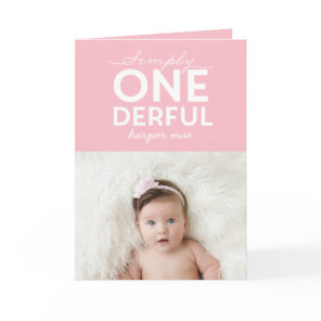 1st birthday simple onederful colorful typography card