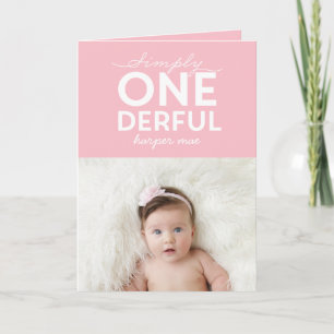 1st birthday simple onederful colorful typography card