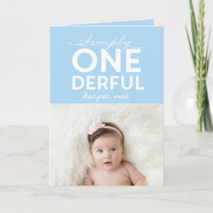 1st birthday simple onederful colorful typography card