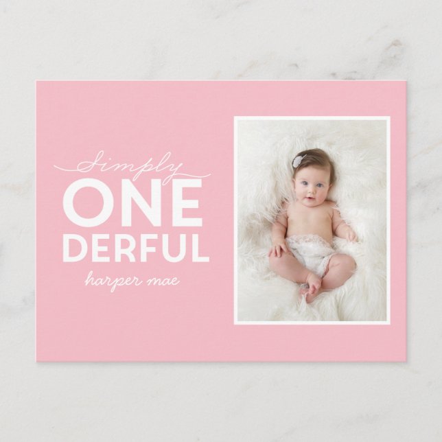 1st birthday simple onederful colorful typography postcard (Front)