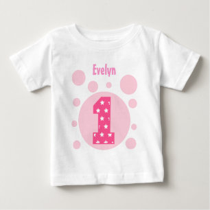 1st Birthday Stars and Bubbles One Year Old V11 Baby T-Shirt