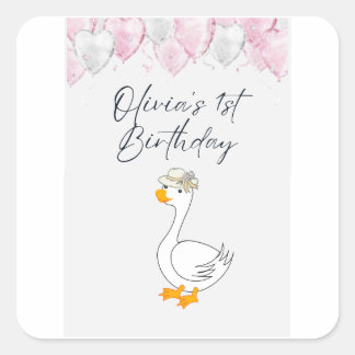 1st Birthday Sticker Bundle | Cute Duck & Balloon