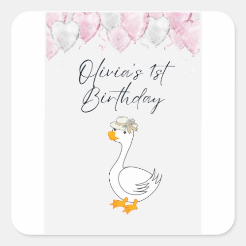 1st Birthday Sticker Bundle | Cute Duck & Balloon