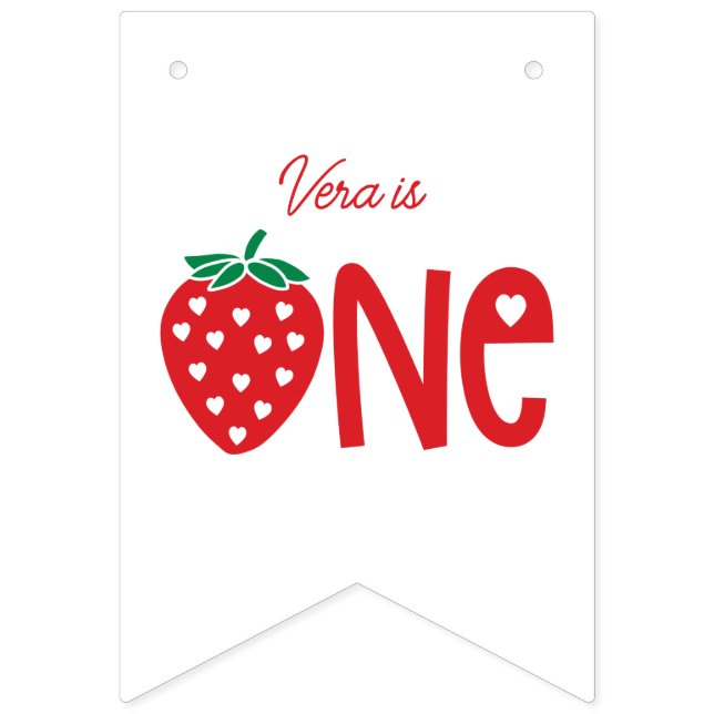 1st Birthday Strawberry 12 Month Photo Banner (First Flag)