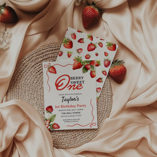 1st Birthday Strawberry Invitation