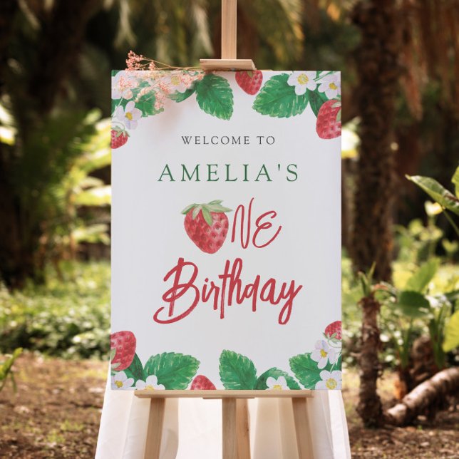 1st Birthday Summer Strawberry Welcome Sign (Creator Uploaded)