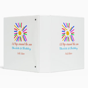 1st Birthday sun trip add name colorful sun date g 3 Ring Binder