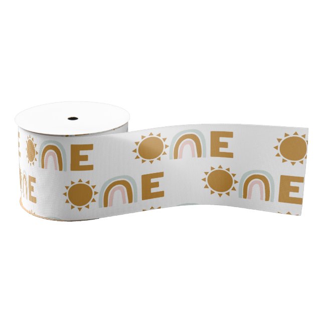 1st birthday sunshine and rainbow boho grosgrain ribbon (Spool)