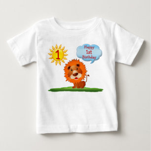 1st Birthday T Shirts for Boys with Cute Lion